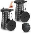 NUMANU 2PK 2025 Upgraded Padded Collapsible Stool, Max 620lb 18" Adjustable Portable Folding Stool for Adults, Retractable Foldable Telescopic Seat Camping Chair or Footrest (2PK Padded + Accessories)