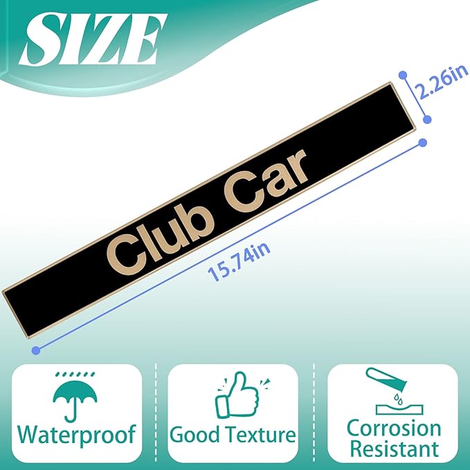Drive-up Name Plate for Club Car Precedent, Black Gold Decal for Golf Cart 15.74"×2.24" Emblem