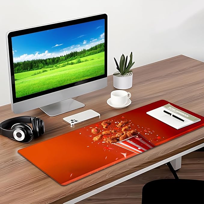 Chicken Nugget Gaming Mouse Pad, Desk Mat, Non-Slip Rubber Base Cool Aesthetic MousePads for Computer Laptop Keyboard Office School Home Desktop Accessories Decor 31.5" x 11.8"