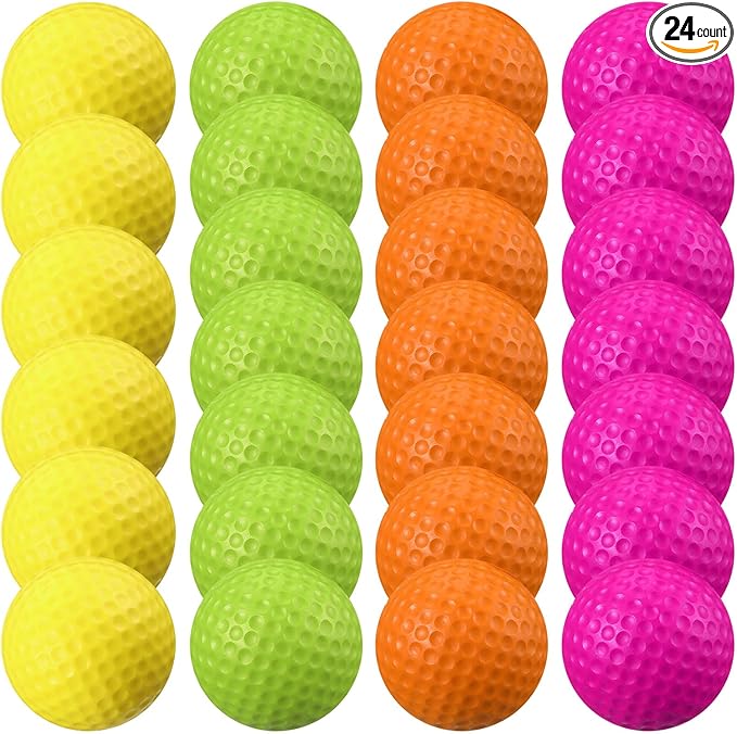 Junkin 24 Pcs Foam Golf Practice Balls Realistic Feel and Flight Training Sport Balls Elastic Soft Foam Golf Balls for Indoor or Outdoor Backyard Training
