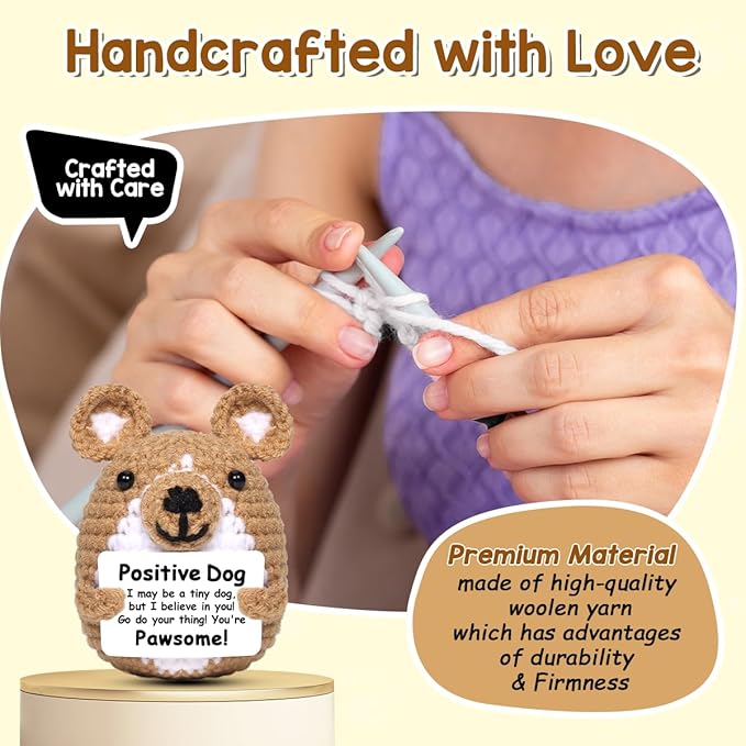 AICase Inspirational Crochet Positive Dog Animals, Emotional Support Nuggets Dog Mom Gifts for Women Men Dad Corgi Lovers Best Friends Birthday Christmas Easter Funny Small Unique Cute Themed Decor