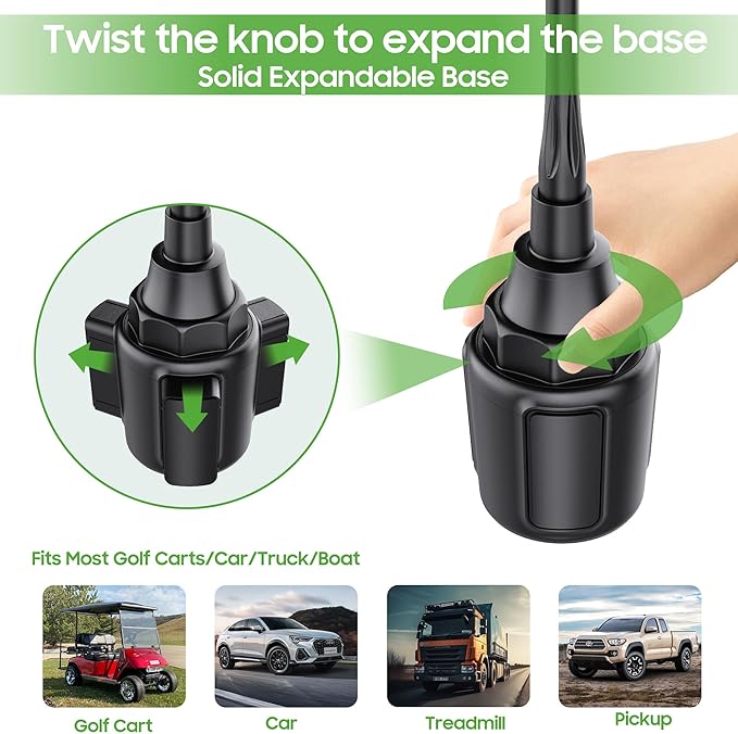 10L0L Golf Cart Phone Holder, Universal Cup Holder Phone Mount for All 4.0-6.8" Cellphones, for Yamaha EZGO Club Car and Car, Truck, Etc - Ultra-Sturdy & Non-Shaking