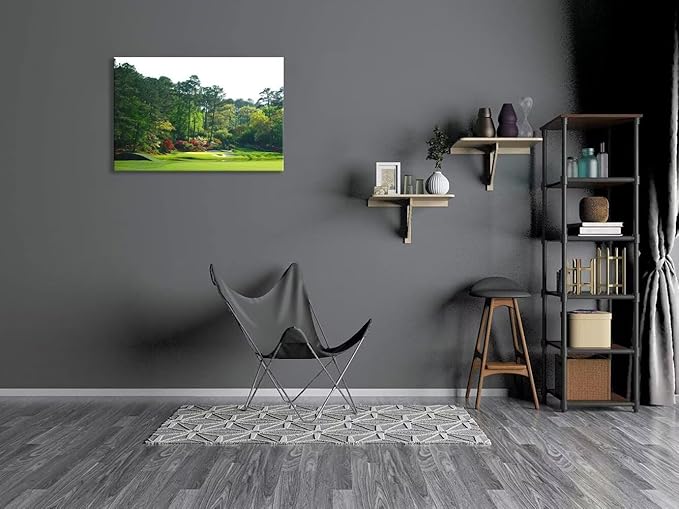Augusta Golf Course Wall Art Golf Course Picture Poster Canvas Prints - Golf Wall Decor for Living Room Bedroom Home Decorations Framed Artwork Ready to Hang(24''H x 36''W)