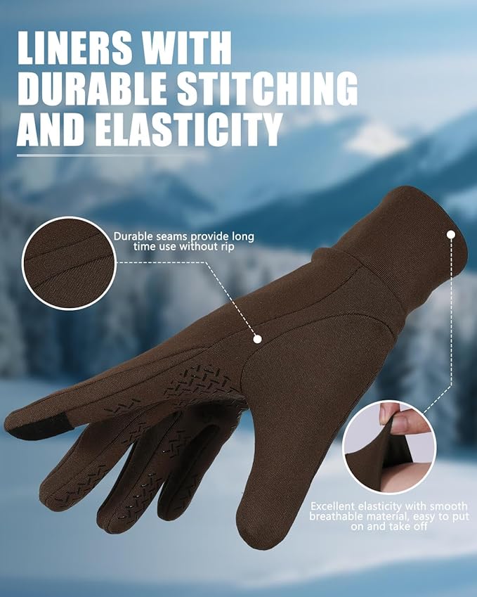 Aegend Lightweight Winter Gloves for Men Women, Warm Running Gloves Touchscreen Thermal Glove Liners for Cold Weather Driving, Cycling & Hiking, Non-Slip, Elastic Cuff, Stretchy, Durable