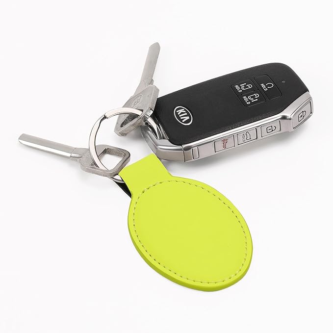 LaserGram Oval Keychain, Off Road Racer, Personalized Engraving Included (Neon Green)