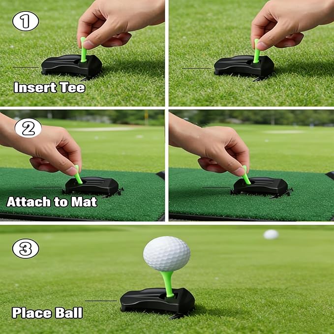 Hinged Turf Base V3 - Turf Tee for Artificial Turf-Includes Tee Variety Packs, Golf Simulator Training Tees, Tees Quick Easy Ball Setup All-Weather for Driving Range Home