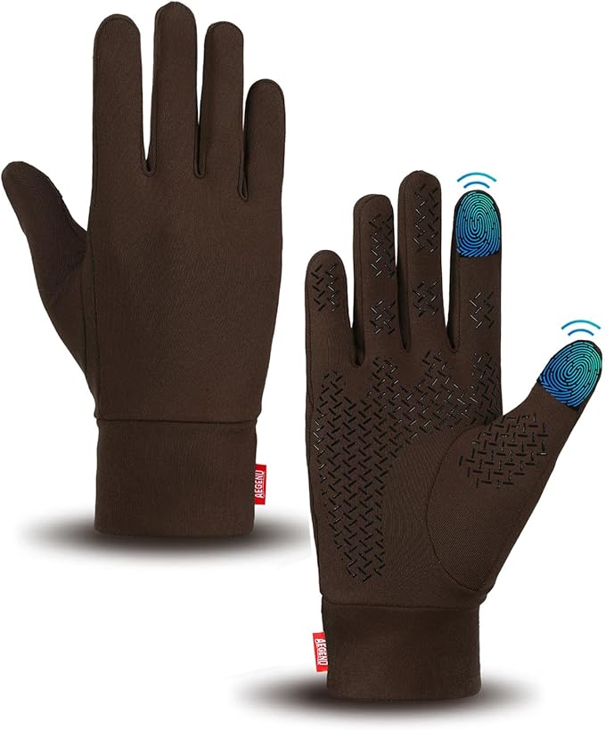 Aegend Lightweight Winter Gloves for Men Women, Warm Running Gloves Touchscreen Thermal Glove Liners for Cold Weather Driving, Cycling & Hiking, Non-Slip, Elastic Cuff, Stretchy, Durable