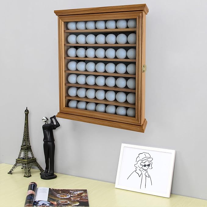 Premium 'Hole in One' Golf Ball Display Case - Exceptional Craftsmanship, Elegant Home Decoration, and Ideal Gift for Golf Enthusiasts Natural Color