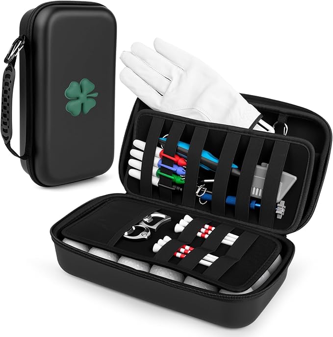 Golf Glove Holder Case with Glove Shaper - Golf Accessories Organizer for Men & Women, Premium Protective Storage Case with Carabiner Fits Golf Bags, Golf Gifts for Men