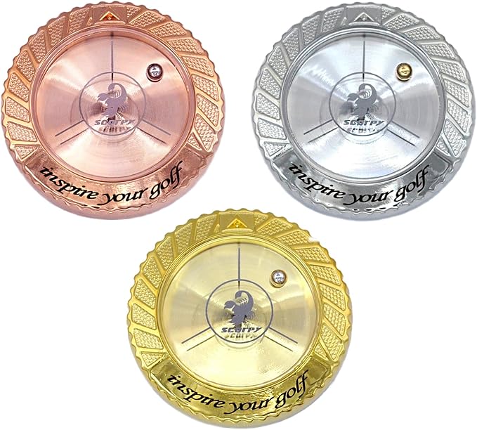 scorpy Golf Level Ball Marker with Metal Bead and Hat Clip, High Precision Putting Green Reading Aid Golf Accessories, Precision Alignment Tool for Perfect Putts