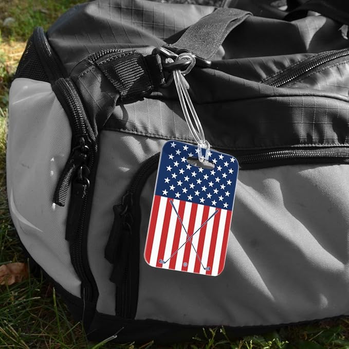 ChalkTalkSPORTS Golf Luggage & Bag Tag | USA Golfer | Custom Info on Back | Medium