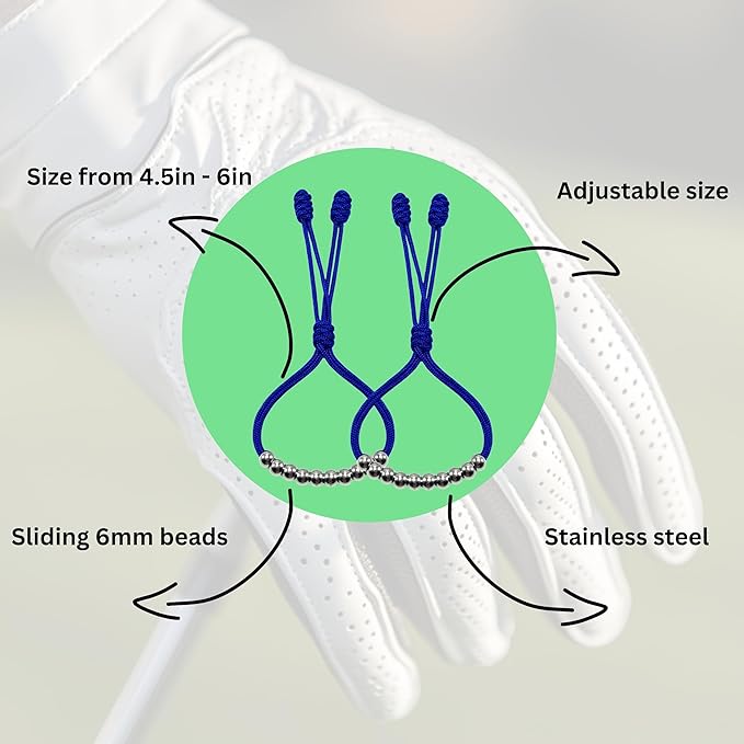 LAMIBEE Pack of 2 Golf Glove Bead Stroke Counter, 10 Stainless Steel Beads Score Counter for Gloves, Stroke Count Resizable Easy to Adjust Golf Round Scoring Tracker Accessory