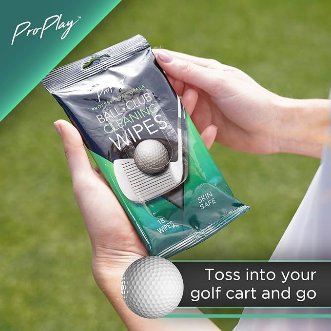 ProPlay Ball & Club Cleaning Wipes | Powerful Cleaner Removes Dirt, Grass, and Sand | Convenient, Resealable Pack - Unscented 8 Pack