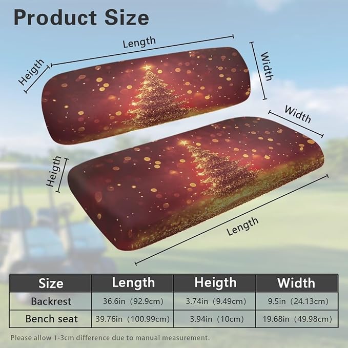 Golf Cart Seat Covers, Universal Fit & Nonskid Bottom Fits for Club Car 2 Person Seats Golf Carts