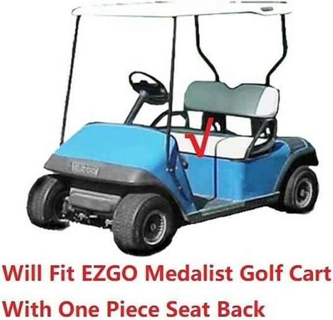 Huskey 2PCS Golf Cart Front Seat Covers for EZGO Medalist/TXT 94-13 Custom Two-Tone Black/Red Diamond Stitching with Red Piping, Marine Grade Vinyl Material, Staple on Design