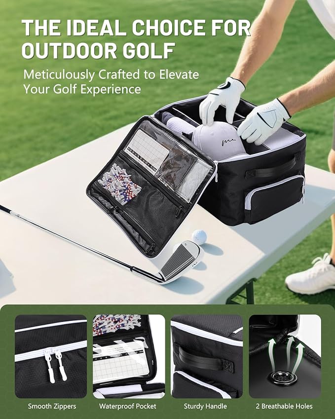 Golf Trunk Organizer, Golf Accessories for Men/Women to Storage Stuff and Gear, Cool Gifts for Golfers, Dad, Him/Her, Birthday or Father’s Day