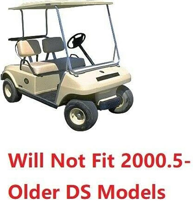 Huskey 4PCS Golf Cart Front/Rear Seat Covers for Club Car DS 2000.5 UP G&E Models Custom Two-Tone Black/Red Diamond Stitching with Red Piping, Marine Grade Vinyl Material, Staple on Design