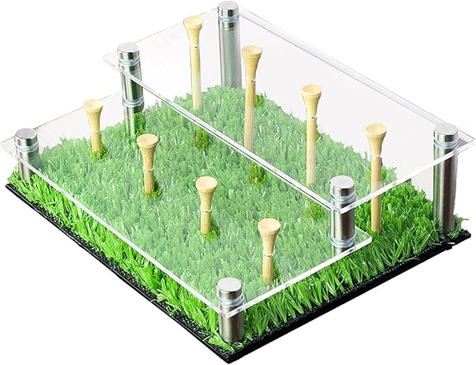 Golf Ball Display Case,Sport Balls Rack Holds 8 Golf Balls 2 Tier Acrylic Stand Holder with Tees for Tennis Softball Showing