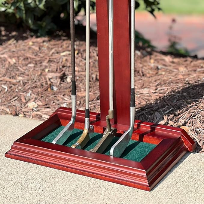 Premium Wooden Golf Putter Stand | Solid Wood with 3 Color Options | Perfect for Golf Simulators | 4 Putter Capacity | Great for Home or Office (Black/Gray)