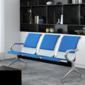 Kinfant 3-Seat PU Leather Waiting Room Bench – Blue Reception Chair for Office, Hospital, Bank, Salon, Airport