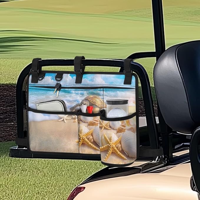 Beach Golf Cart Rear Seat Organizer Foldable Storage Bag for Club Car, Wheelchair and Walker