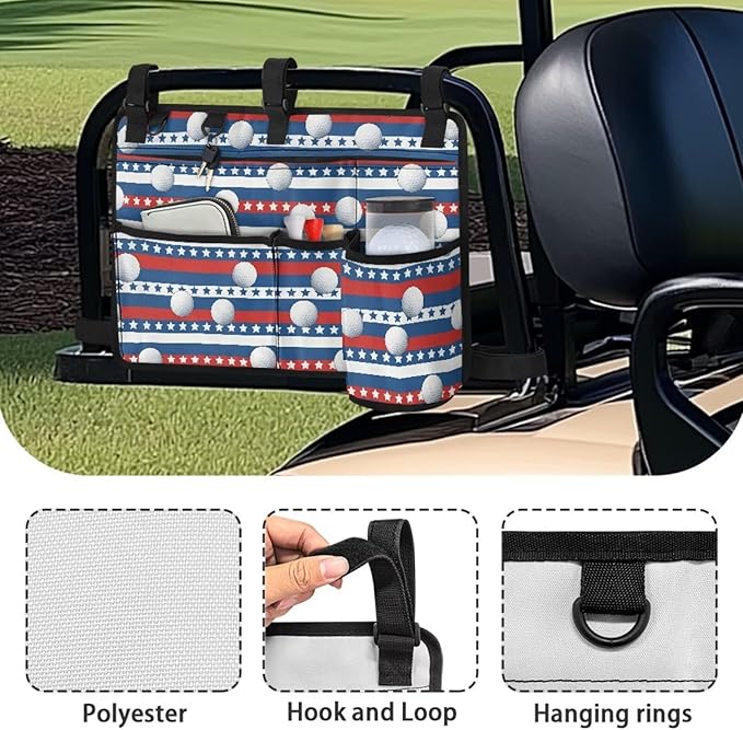 Fashion Golf Cart Rear Seat Organizer Lightweight Storage Bag Accessories for Club Car, Wheelchair and Walker