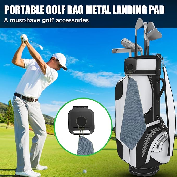 3Pcs Golf Magnetic Landing Pad, Magnetic Golf Towels, Magnetic Rangefinder Strap, Magnetic Golf Bag Accessories for Men or Women, Golf Gifts for Golfing-Essential