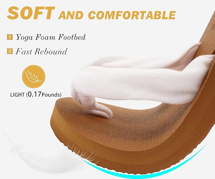 KuaiLu Flip Flops for Women with Arch Support Yoga Mat Comfortable Summer Beach Walking Thong Cushion Sandals Slip On Indoor Outdoor
