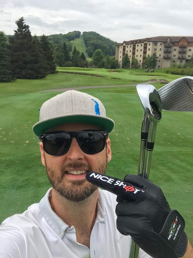 Nice Shot The Bird Men's Golf Glove in Black Cabretta Leather