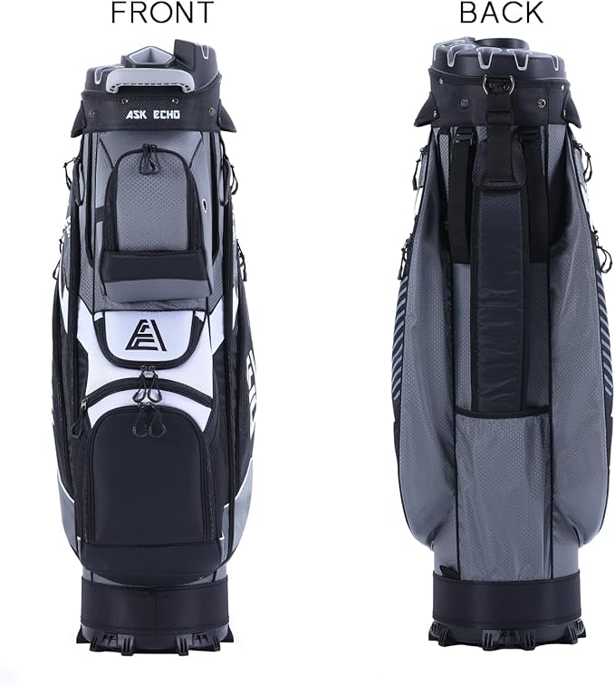 ASK ECHO T-Lock Golf Cart Bag with 14 Way Organizer Divider Top, Premium Cart Bag with Handles and Rain Cover for Men