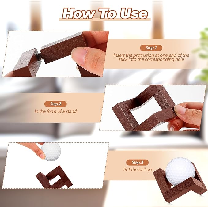 Golf Ball Display Holder 1.97 Inch Wooden Golfball Display Stand Baseball Rack Case for Souvenir Collections Tabletop Desk Decor Men Golf Enthusiasts(1 Pcs,Walnut Color)