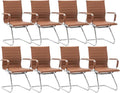 CIMOTA Waiting Room Chairs Leather Office Guest Chair Mid Back Reception Chairs with Sled Base for Meeting/Patient/Conference Room, Coffee Set of 8