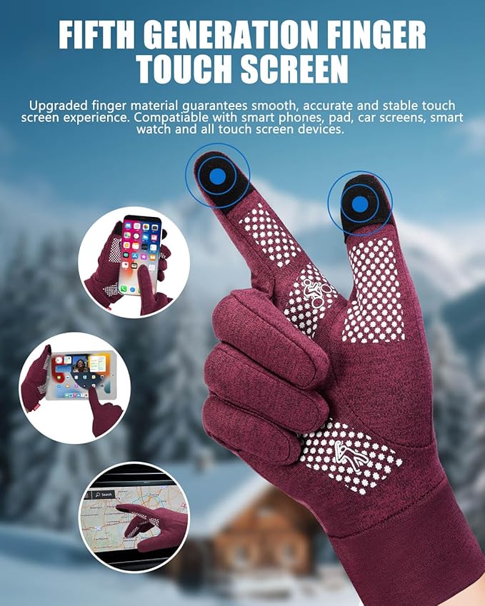 Aegend Lightweight Winter Gloves for Men Women, Warm Running Gloves Touchscreen Thermal Glove Liners for Cold Weather Driving, Cycling & Hiking, Non-Slip, Elastic Cuff, Stretchy, Durable