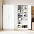 Letaya Metal White Storage Cabinet with Lock-71 Tall Metal Pantry Cabinets,5 Adjustable Shelves and Door for Home,Office,Kitchen,Warehouse,Utility Room(White)