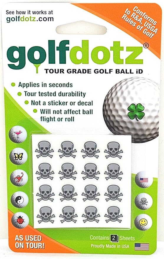 Golfdotz - USGA Rule Conforming Golf Ball Markers, Golf Ball Stickers for Marking Balls, No More Smearing from Stamps, Gifts for Golfers, Dads, and Retirees, (18-32-Count)