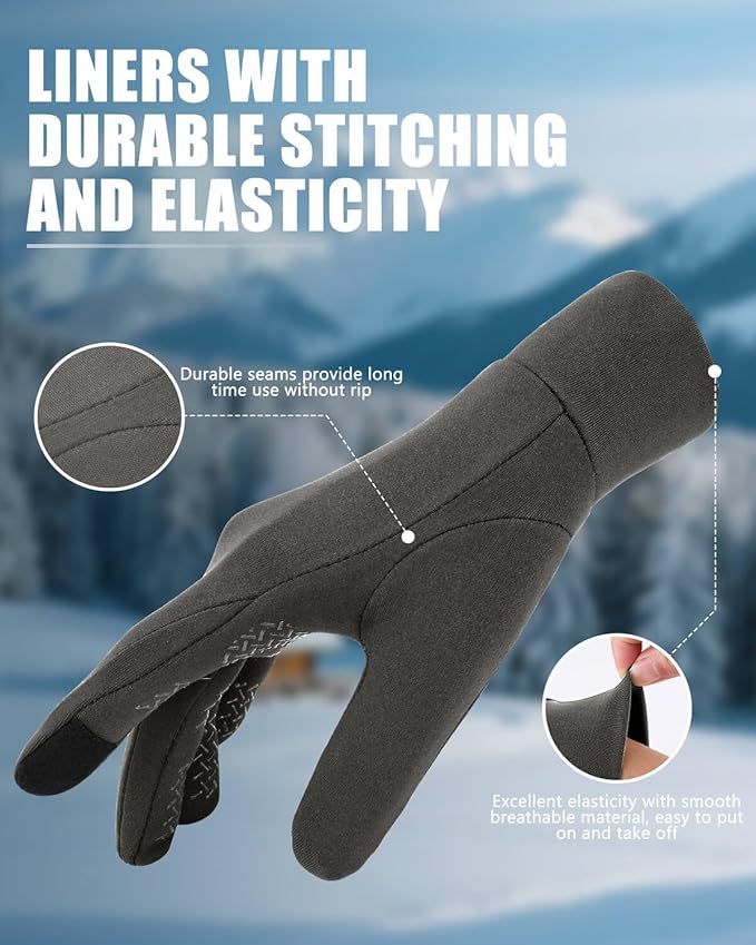Aegend Lightweight Winter Gloves for Men Women, Warm Running Gloves Touchscreen Thermal Glove Liners for Cold Weather Driving, Cycling & Hiking, Non-Slip, Elastic Cuff, Stretchy, Durable