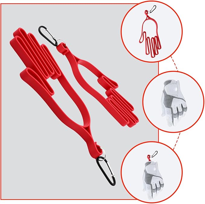 Heran 6 Pcs Golf Gloves Holder with 6 Metal Hanging Hooks, Golf Glove Hanger Keeper Drying Rack Support Tool for Men and Women, Multi-Sport, Ideal for Baseball, Cycling
