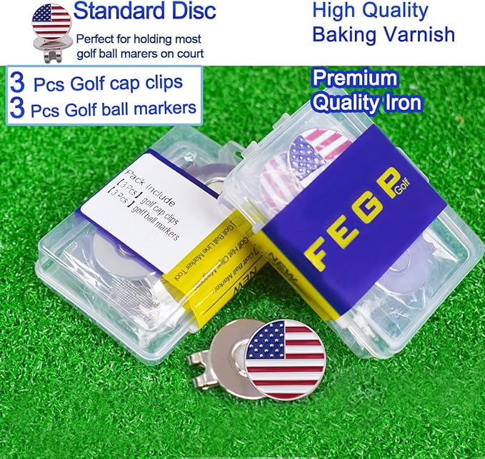 6 Pack Golf Ball Markers with Magnetic Hat Clips Value Sets - Soft Enamel Technique for Men Women Golfer, Removable Attaches Easily to Golf Cap Premium Gifts.