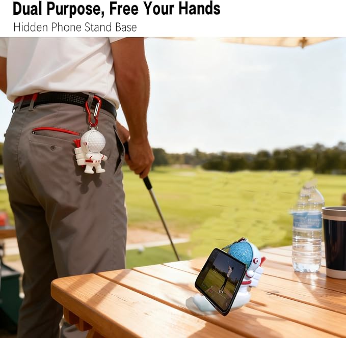 Golf Tee Holder, Astronaut-Shaped Golf Tee Holder and Phone Stand, Fun Golf Accessories for Men and Women, Stylish Golf Bag Accessory and Golf Gift