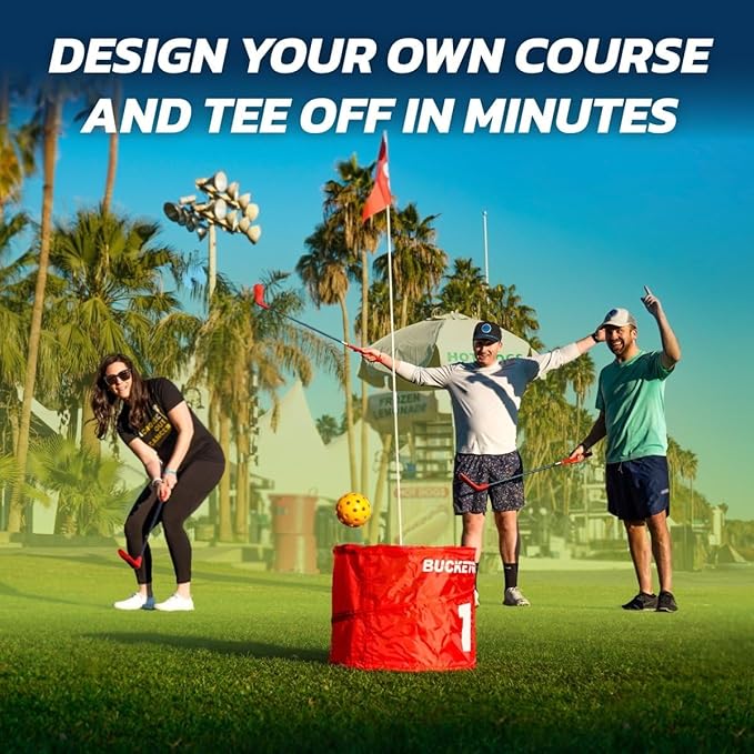 bucketgolf Original Game 3-Hole Travel Set – #1 Backyard Golf Game for Adults. Ideal for Yard, Beach, Park, Camping, and Outdoor Fun. (2 Right-Hand Clubs)