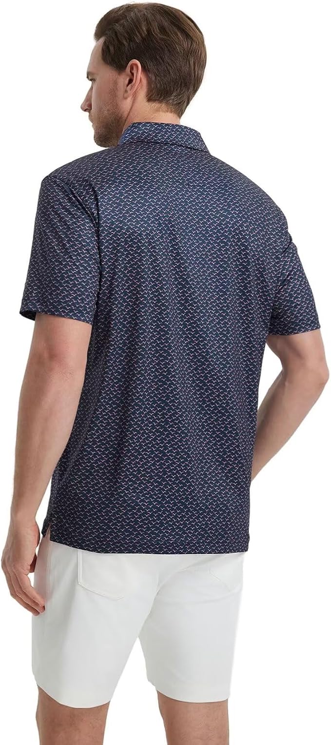 M MAELREG Mens Golf Shirt Short Sleeve Dry Fit Print Moisture Wicking Performance Patterns Collared Polo Shirt