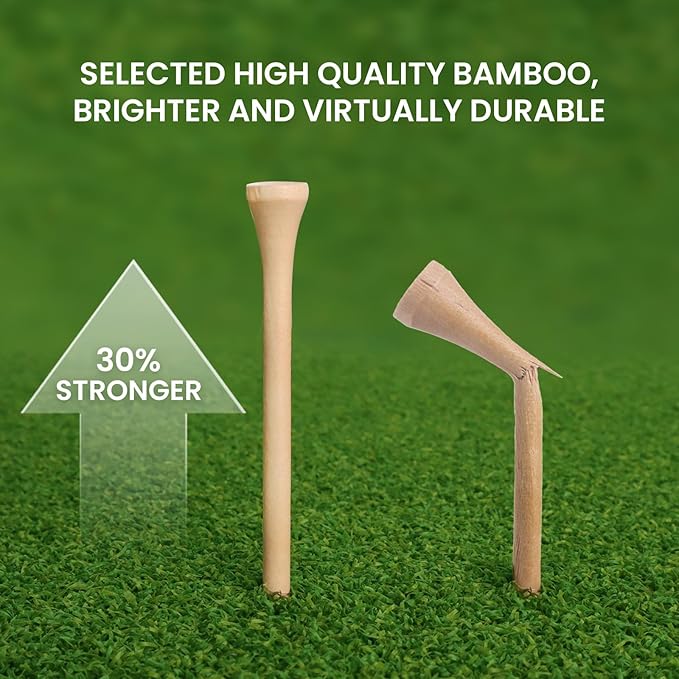FINGER TEN Bamboo Golf Tees Wood 1 1/2 2 3/4 3 1/4 Inch Wooden Short Long Tee Color Bulk 250/500/1000/2000 Count for Men Women Kids in Red Pink USA Flag