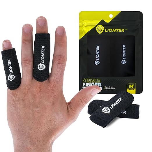 LIONTEK Single Flow Finger Sleeve V3 Pair — Joint Support & Compression for Activity, BJJ, Fitness, Volleyball, Basketball, and More