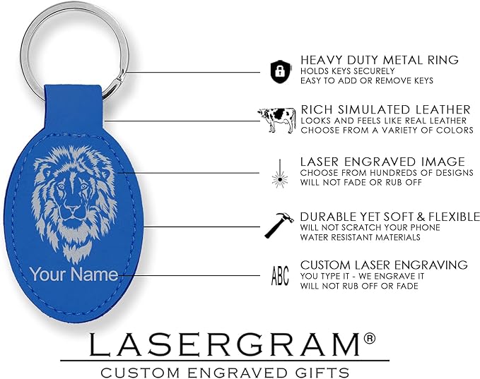 LaserGram Oval Keychain, Golf Ball, Personalized Engraving Included (Dark Blue)