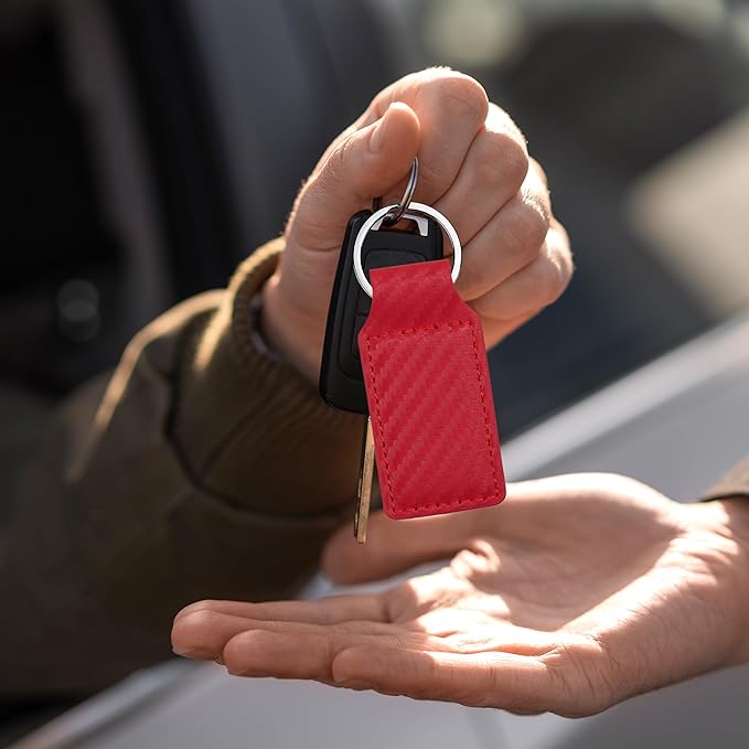 LaserGram Rectangle Keychain, Coat of Arms Germany, Personalized Engraving Included (Carbon Fiber Red)