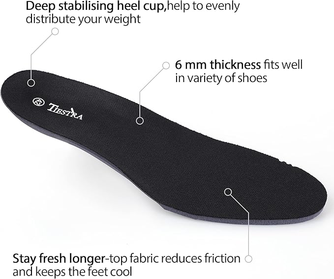 Insoles for Womens Memory Foam Shoe Inserts,Replacement Insoles for Work Boot Running Shoes-Shock Absorption and Cushion for Feet Relief,Comfort Inner Soles for Everyday Use Black 41EU/US10