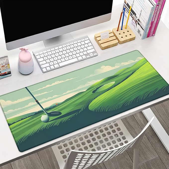 Serene Golf Course Gaming Mouse Pad Gifts 31.5" x 11.8", Non-Slip Rubber Base MousePads for Computers Laptop School Office Home Accessories Decor, Mouse Pad, Keyboard Desk Mat