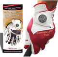 Women's 1-Pack Right and Left Handed Golfers Golf Glove – Advanced Compression for Muscle Support, Joint Relief Gloves – White/Red