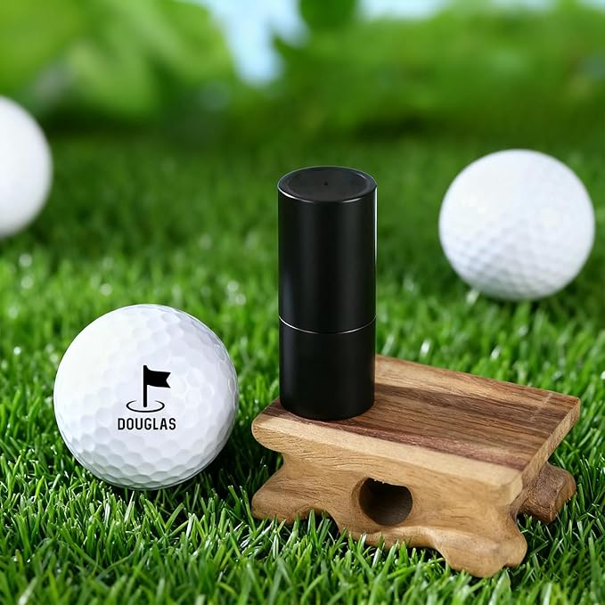 Golf Ball Stamp Personalized Marker - Premium Metal Custom Golf Ball Stamp - Quick-Dry Ink Monogram Identifier - Unique Golfing Accessories Gifts for Men Dad (Black + Black Ink + Iron Box)