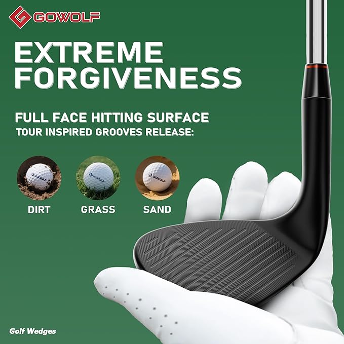 Gowolf Premium Forged Full Face Golf Wedges 50/52/54/56/58/60/69 Degree Individual or Set for Men, Right Hand Gap Wedge Sand Wedge Lob Wedge, Golf Clubs CNC Milled Face for More Spin - Great Golf Gift